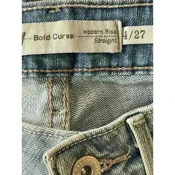 Levis Jeans Womens Size 4/27 Bold Curve Modern Rise Straight Stretch Blue Denim - Picture 5 of 7